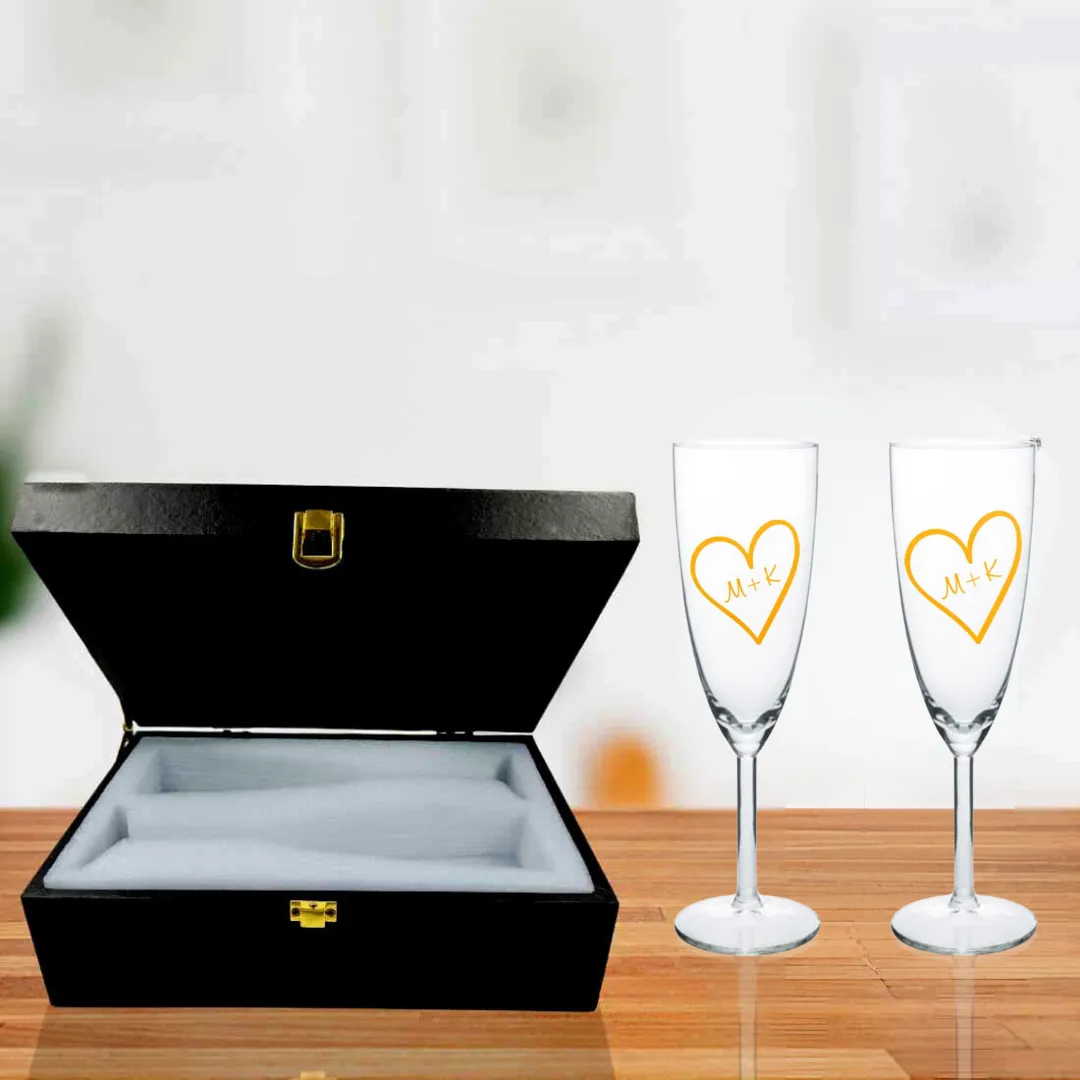 Personalised Champagne Glasses Flute Glass Set of 2  Anniversary Gift Idea  - Sweethearts