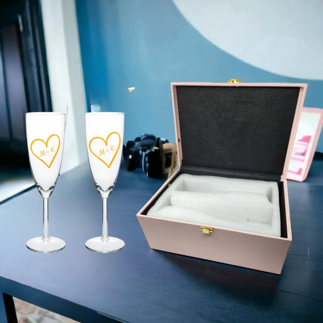 Personalised Champagne Glasses Flute Glass Set of 2  Anniversary Gift Idea  - Sweethearts