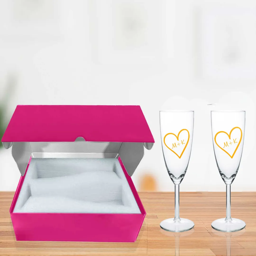 Personalised Champagne Glasses Flute Glass Set of 2  Anniversary Gift Idea  - Sweethearts