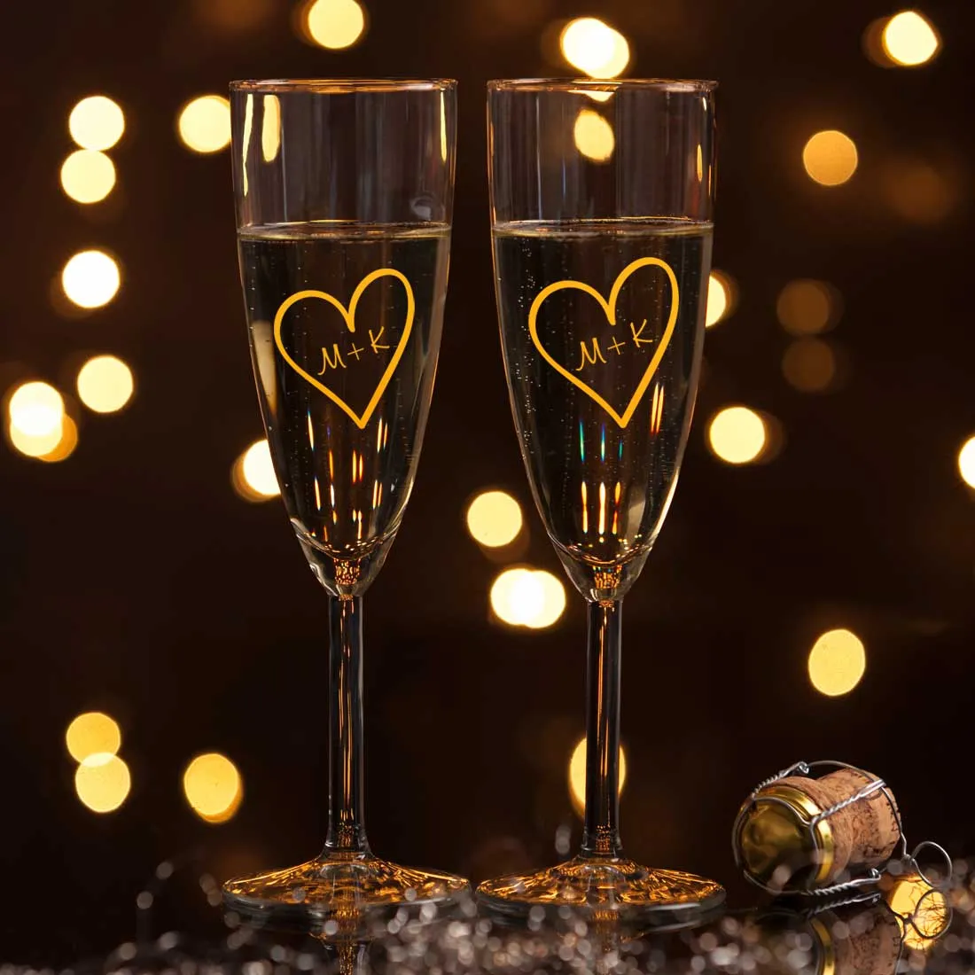 Personalised Champagne Glasses Flute Glass Set of 2  Anniversary Gift Idea  - Sweethearts