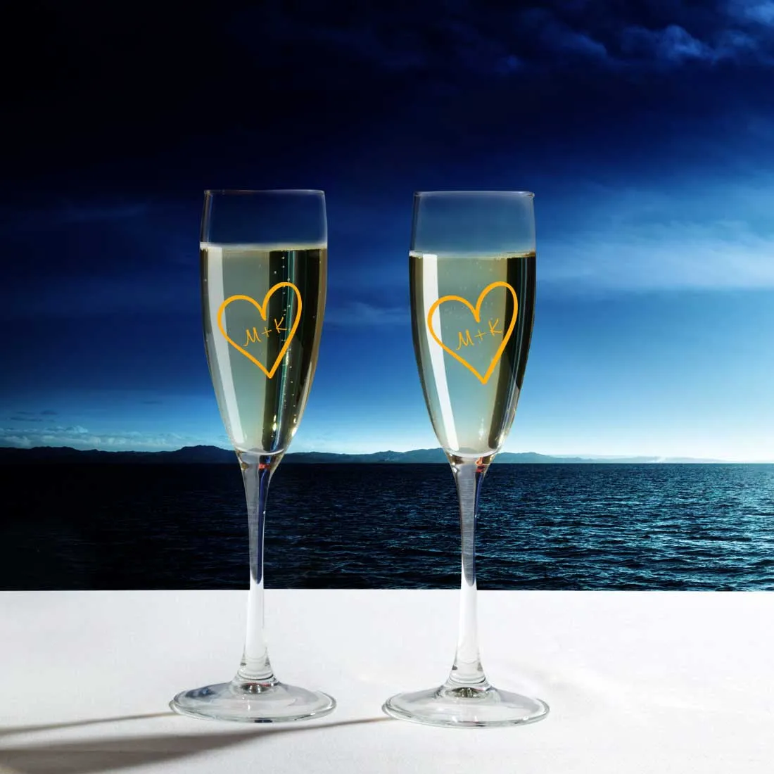 Personalised Champagne Glasses Flute Glass Set of 2  Anniversary Gift Idea  - Sweethearts