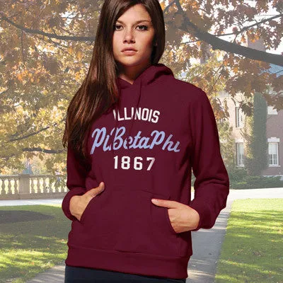 Pi Beta Phi State and Date Printed Hoody - Gildan 18500 - CAD