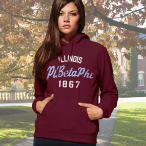 Pi Beta Phi State and Date Printed Hoody - Gildan 18500 - CAD