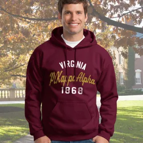 Pi Kappa Alpha State and Date Printed Hoody - Gildan 18500 - CAD