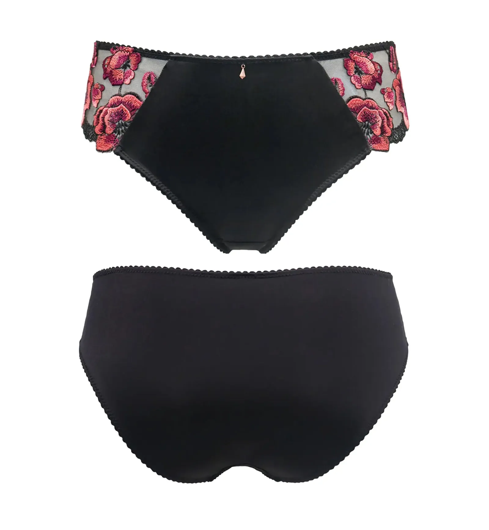 Pour Moi Soiree Embroidery Bikini Brief (37103) - Black/Pink