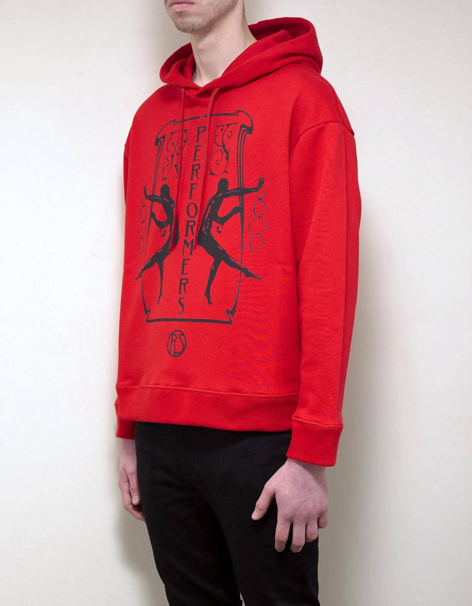 Red Oversized Print Hoodie