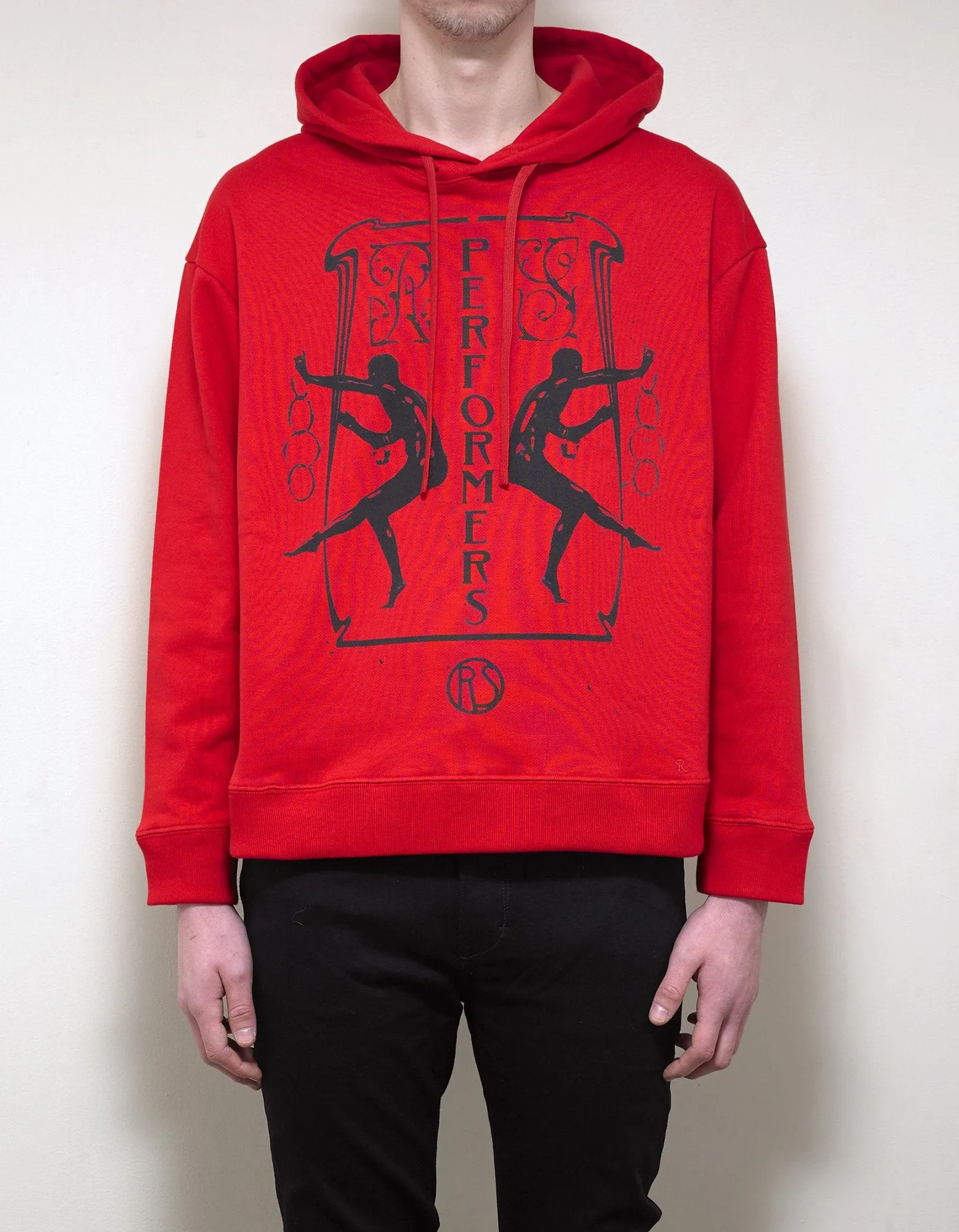 Red Oversized Print Hoodie