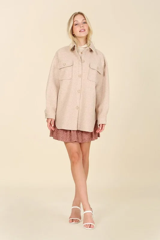 Secret Package Beige Button Up Shacket (DS) FG