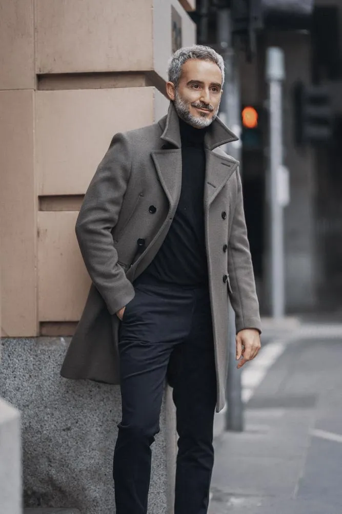 Sergeant Pea Coat - Deep Taupe Wool 465