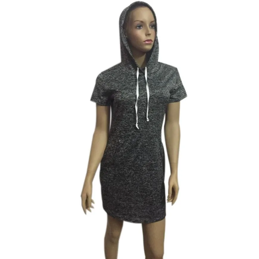 Shirt Dress Hoody Casual Short Sleeve Summer Mini Dress Cotton Blending Soft Casual Dress Vestidos Casuales De Mujer#B803 SM6