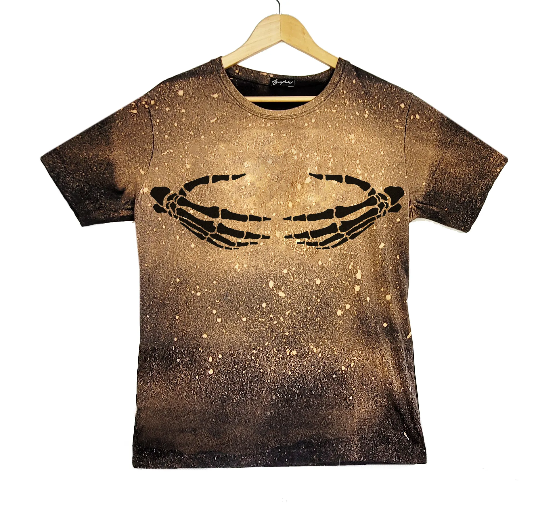 Skeleton hands Bleached splatter T shirt