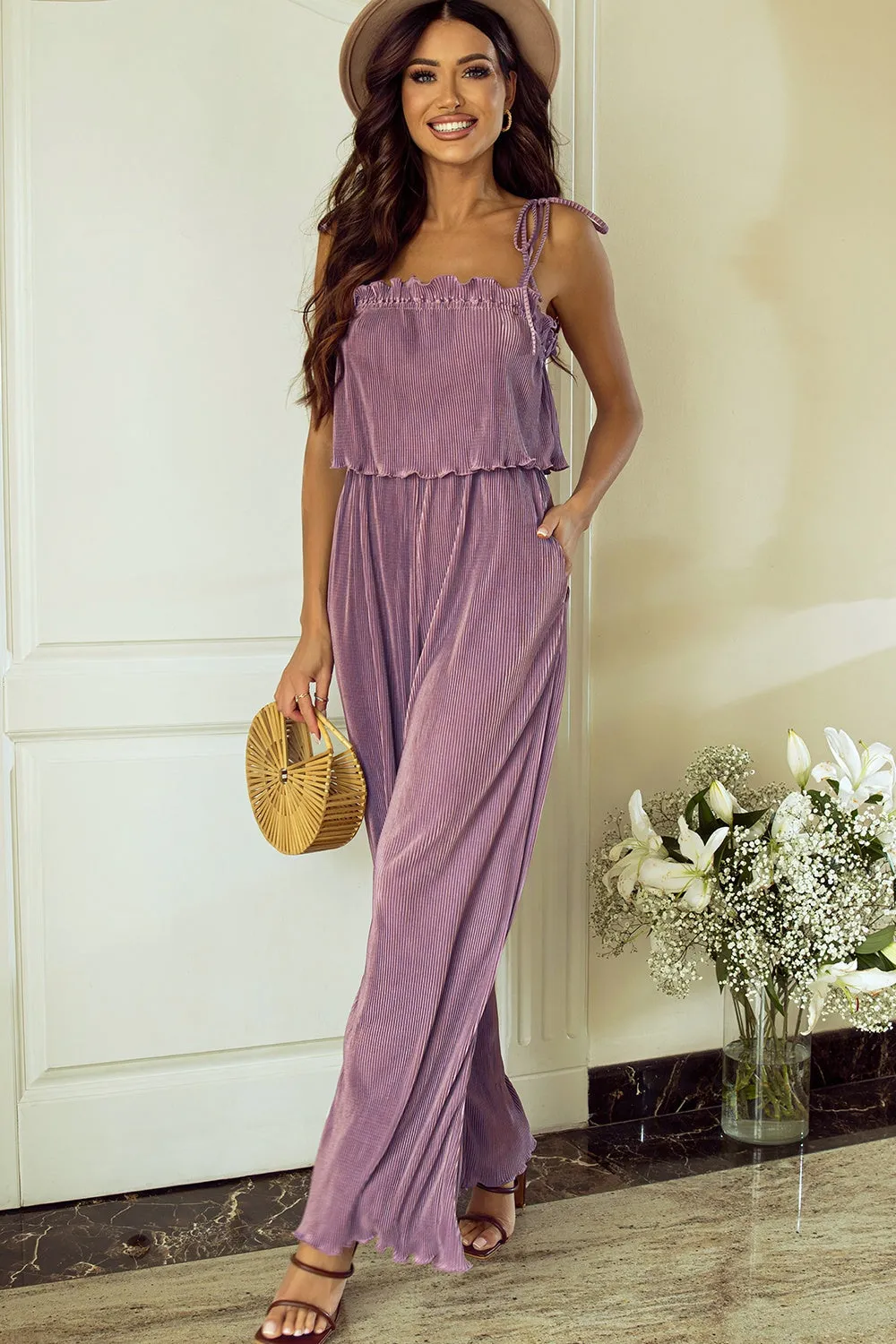 Square Neck Spaghetti Strap Jumpsuit