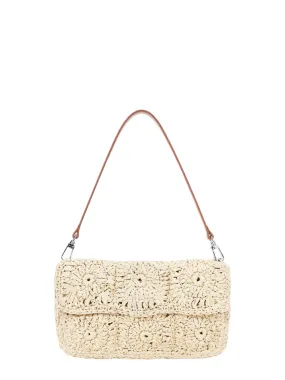 Staud Timmy Crochet Shoulder Bag in Natural