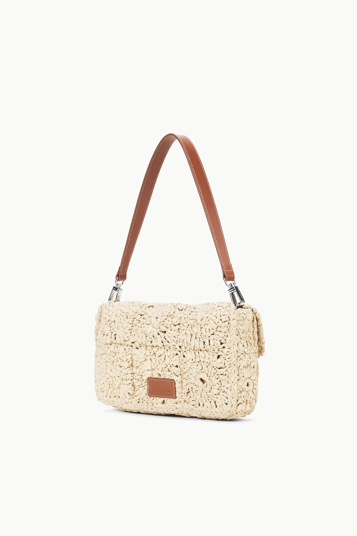 Staud Timmy Crochet Shoulder Bag in Natural