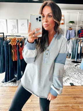 Stormie Grey Henley Sweatshirt