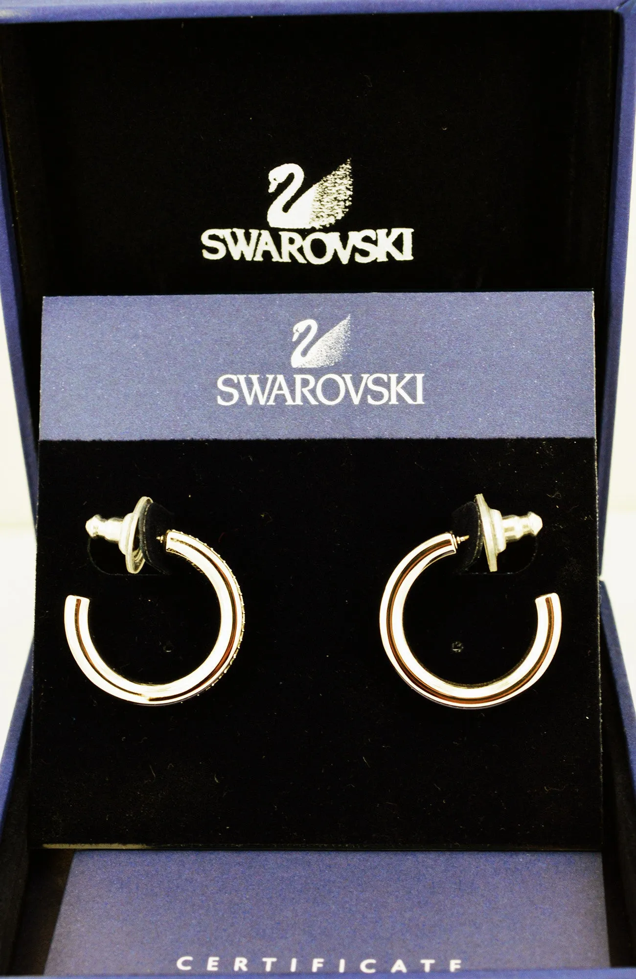 Swarovski Crystal Jewelry Pierced Hoop Earrings MALIBU Rhodium #959294