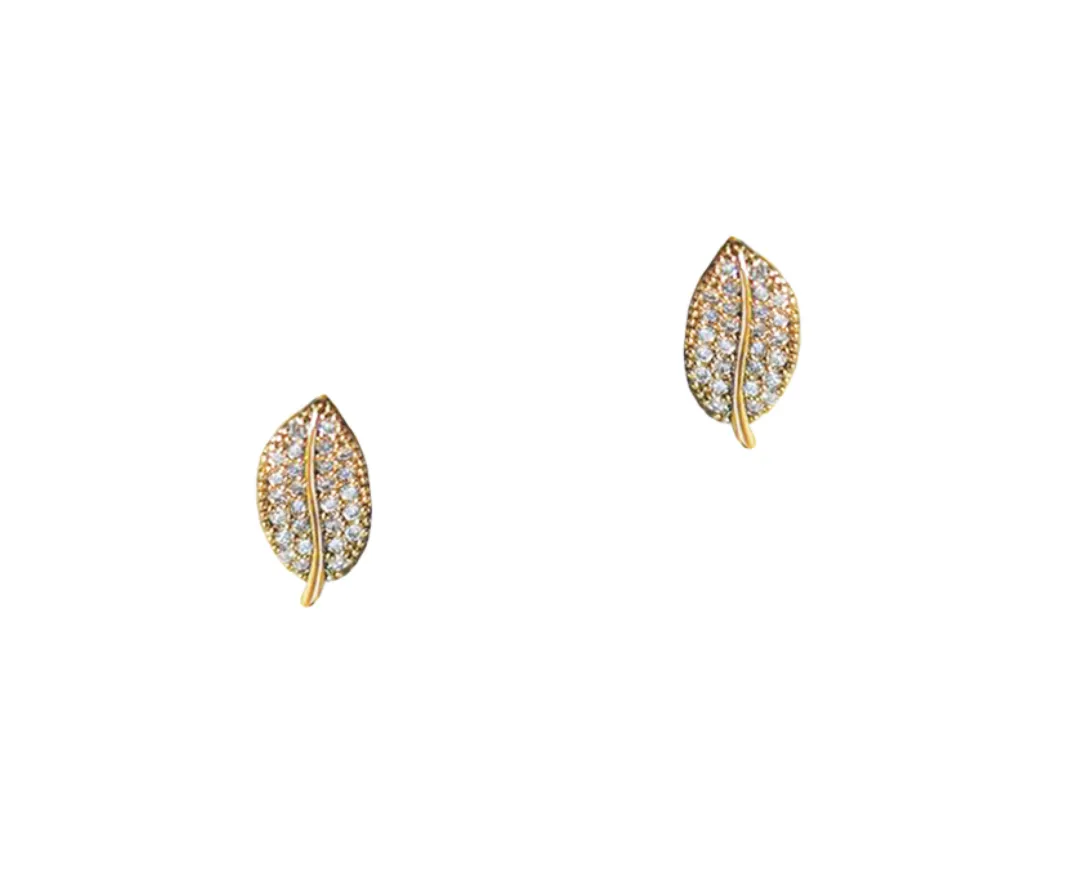 TAI CZ LEAF STUDS - VINTAGE GOLD