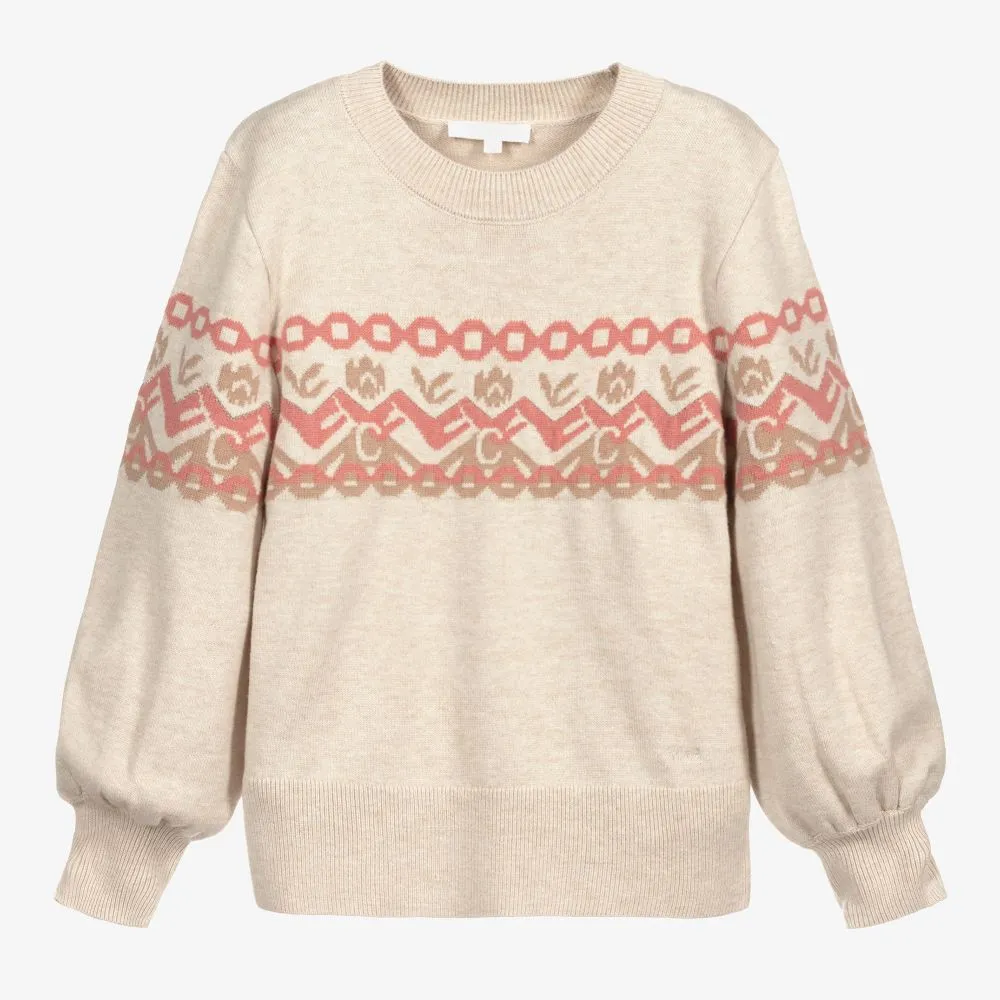 Teen Beige Cotton Sweater