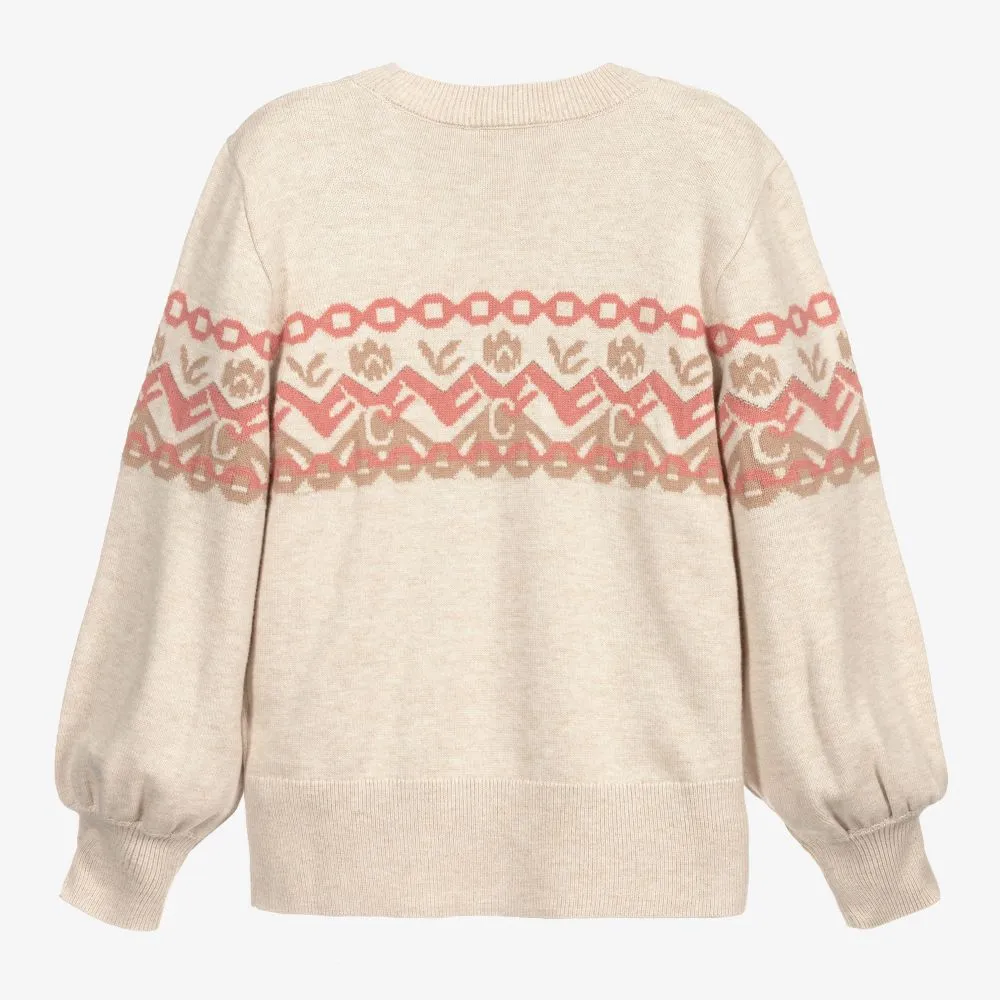 Teen Beige Cotton Sweater