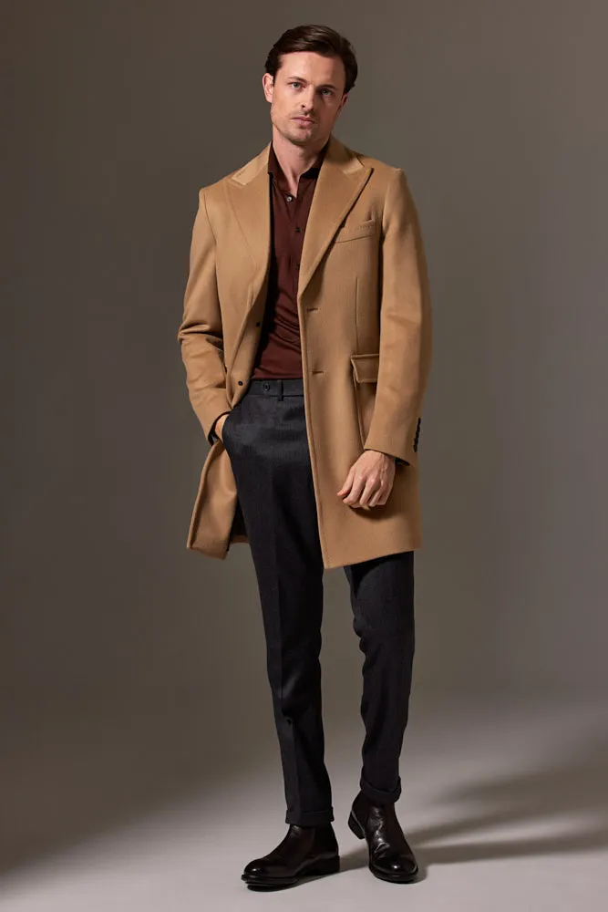 The Carter Peak Coat - Camel Wool Silk