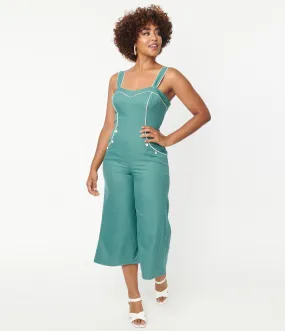 Unique Vintage Seafoam Nautical Retro Ready Jumpsuit