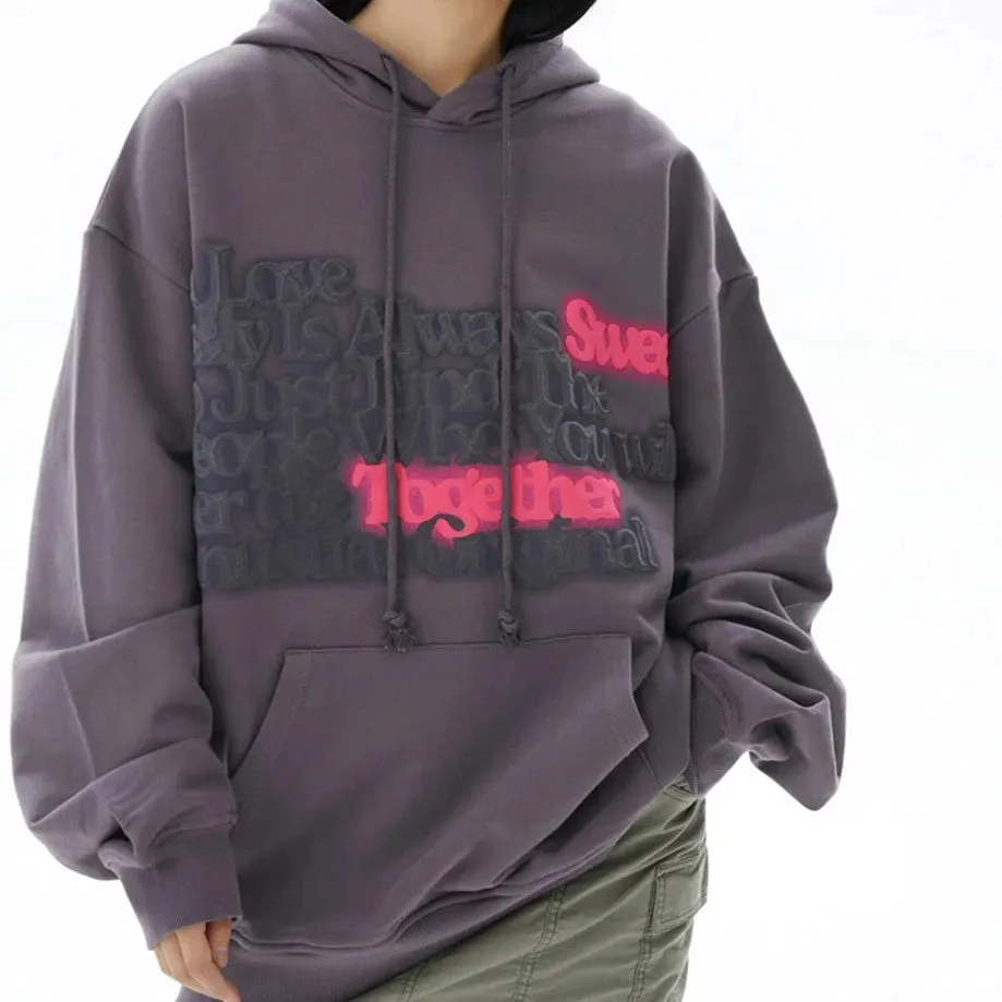 Unusual Original 'Love Letter' Foam Print Cotton Hoodie