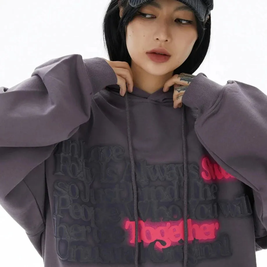 Unusual Original 'Love Letter' Foam Print Cotton Hoodie