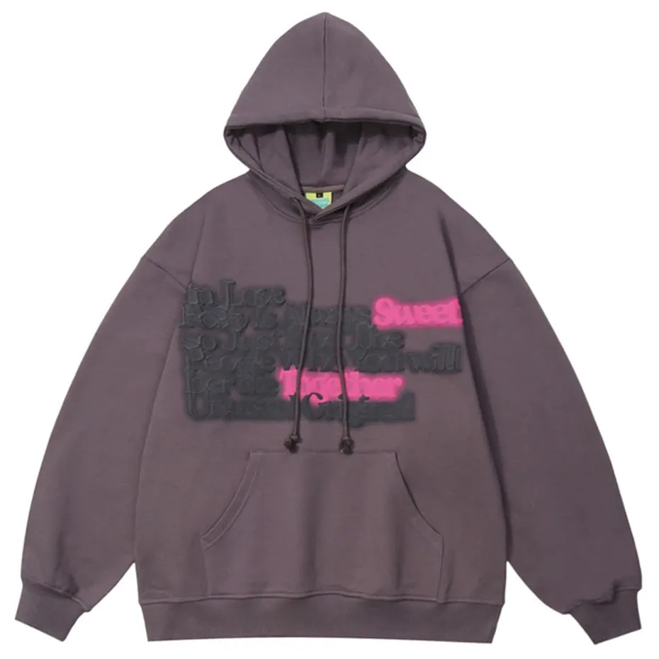 Unusual Original 'Love Letter' Foam Print Cotton Hoodie