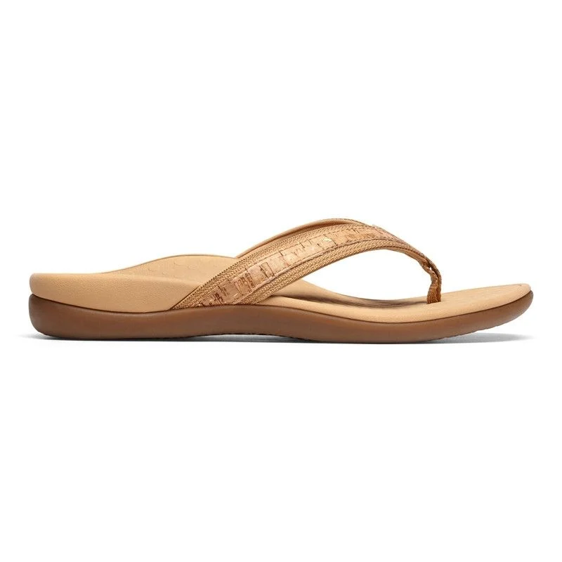 Vionic Womens Tide II Toe Thong Sandal- Gold Cork