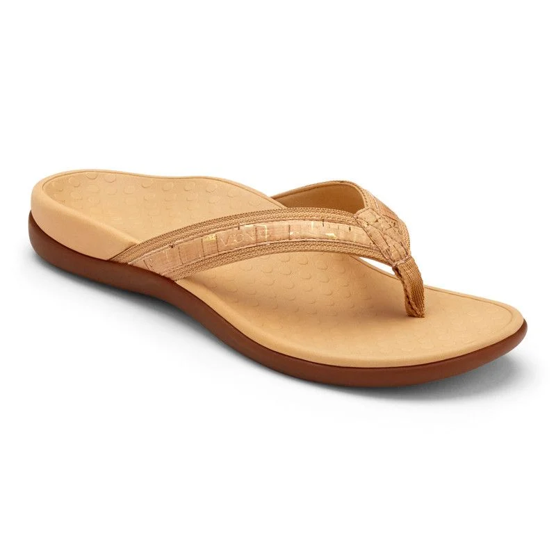 Vionic Womens Tide II Toe Thong Sandal- Gold Cork