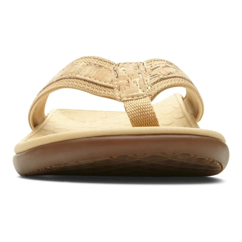 Vionic Womens Tide II Toe Thong Sandal- Gold Cork