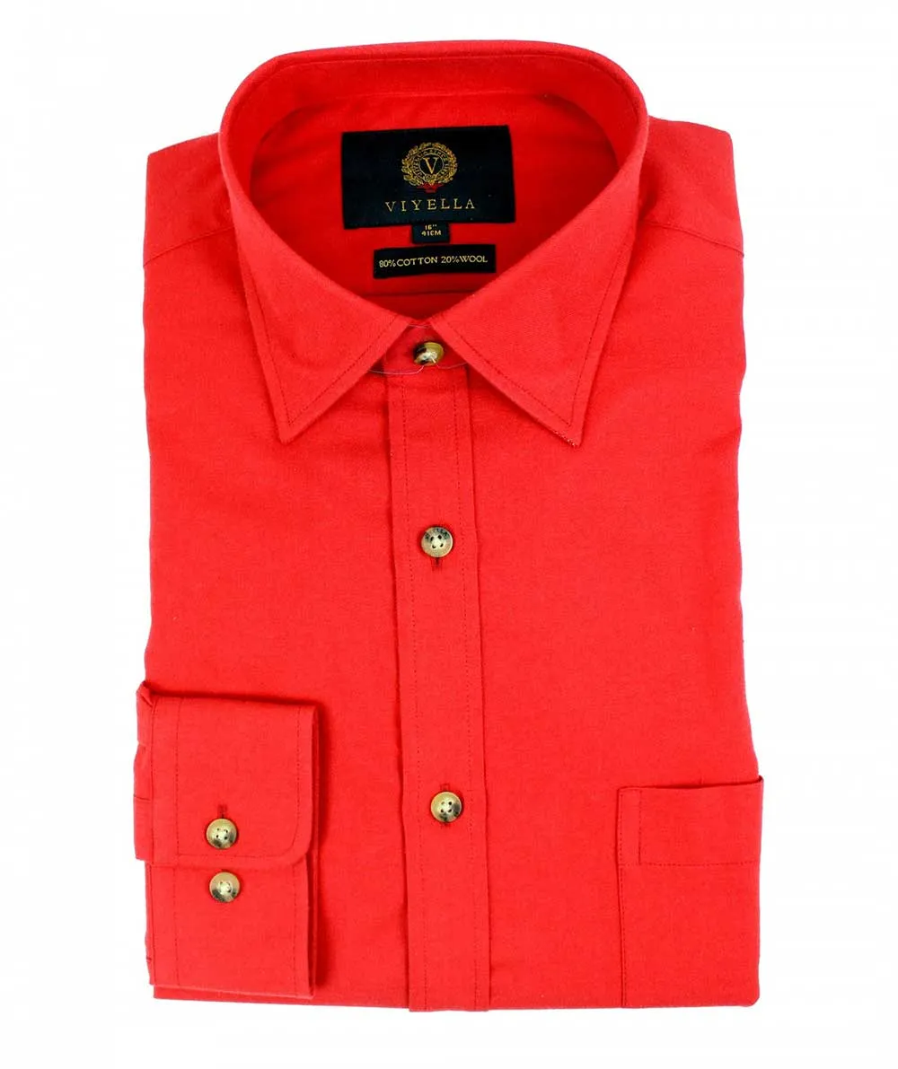 Viyella 80/20 Brushed Plain Red Classic Fit Shirt - A One Clothing