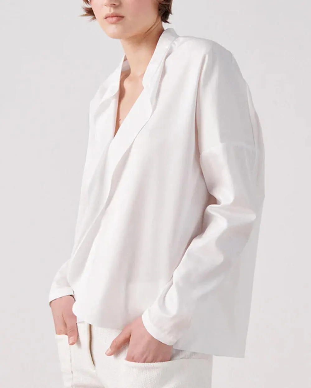 White Pepper Cotton Long Sleeve Fin Gaban Shirt