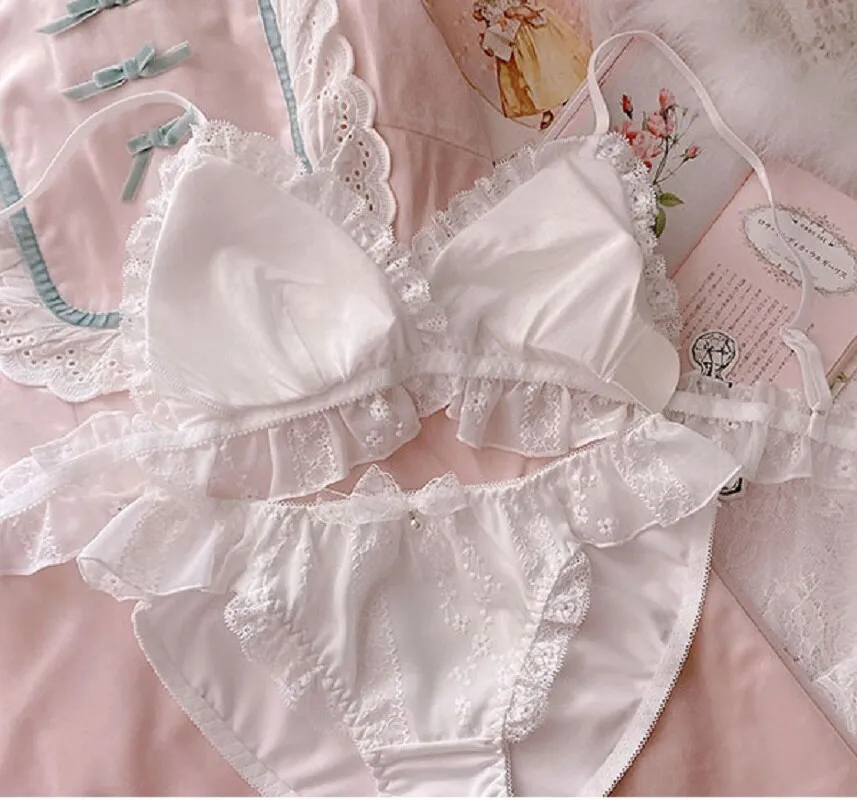 White Ruffle Kawaii Princess Nymphet Lolita Lingerie Set