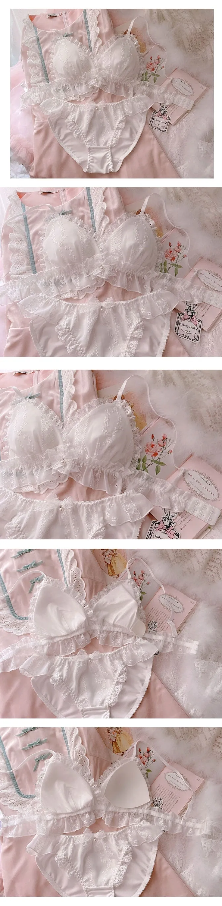 White Ruffle Kawaii Princess Nymphet Lolita Lingerie Set