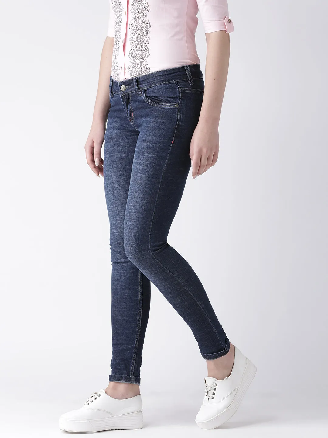 Women Blue Skinny Fit Mid-Rise Clean Look Jeans