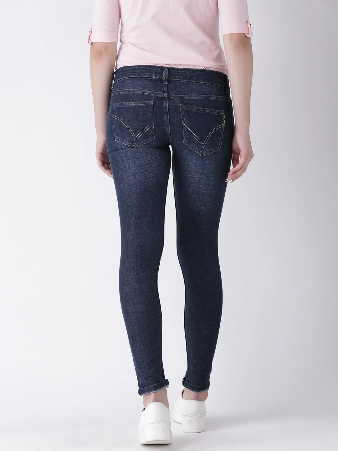 Women Blue Skinny Fit Mid-Rise Clean Look Jeans