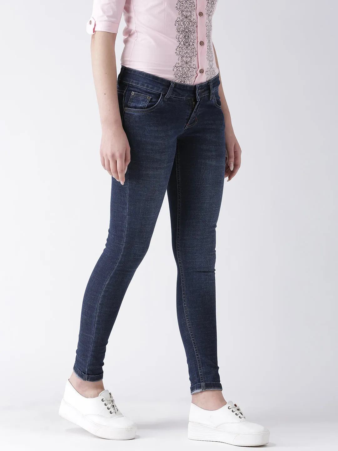 Women Blue Skinny Fit Mid-Rise Clean Look Jeans