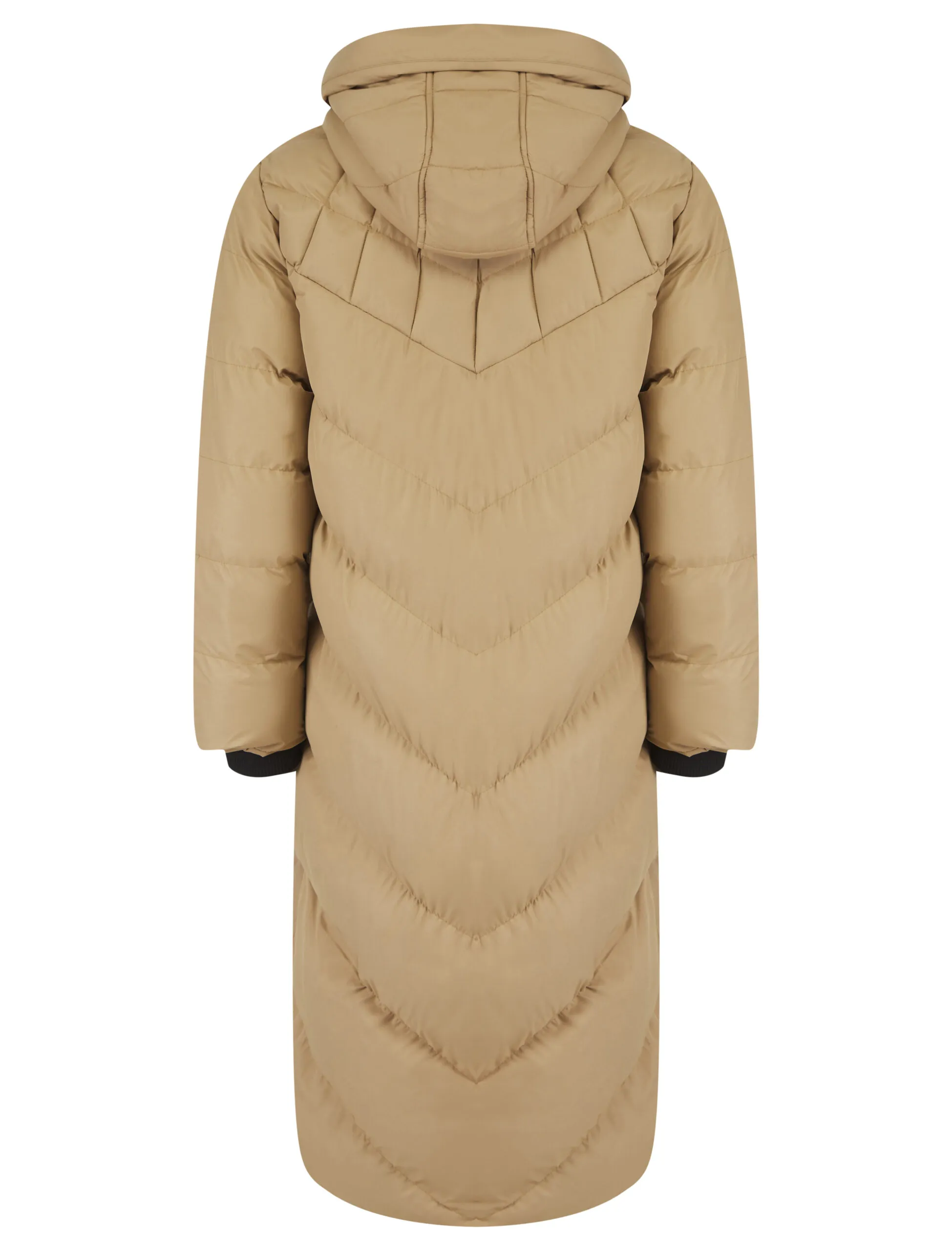 Women’s Long Oversized Padded Camel Hooded Winter Coat