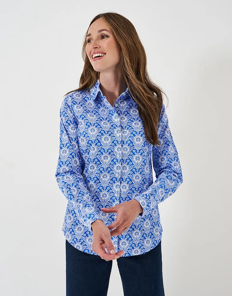 Women's Lulworth Floral Long Sleeve Classic Fit Shirt in Blue from Crew Clothing Company