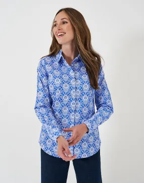 Women's Lulworth Floral Long Sleeve Classic Fit Shirt in Blue from Crew Clothing Company