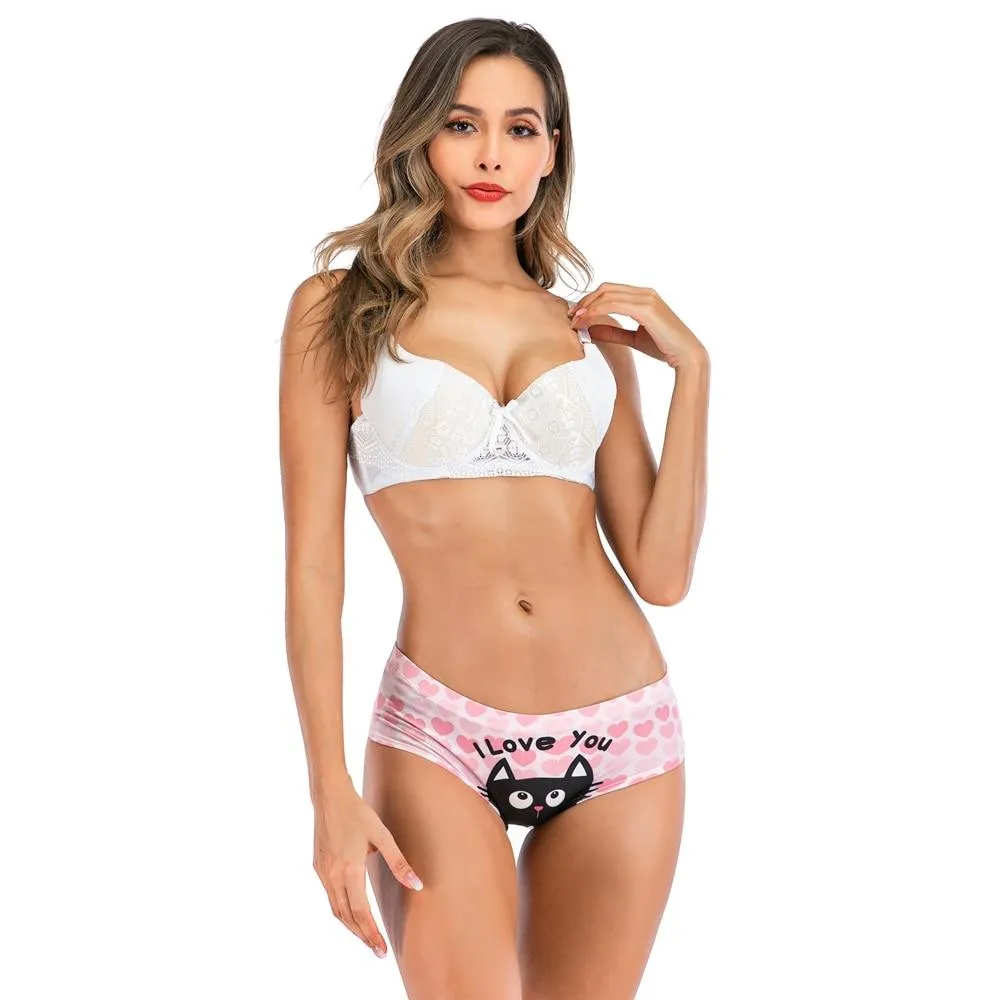 Women's Skin-Friendly Comfort Funny Cat Printing Underwear Lingerie Panties