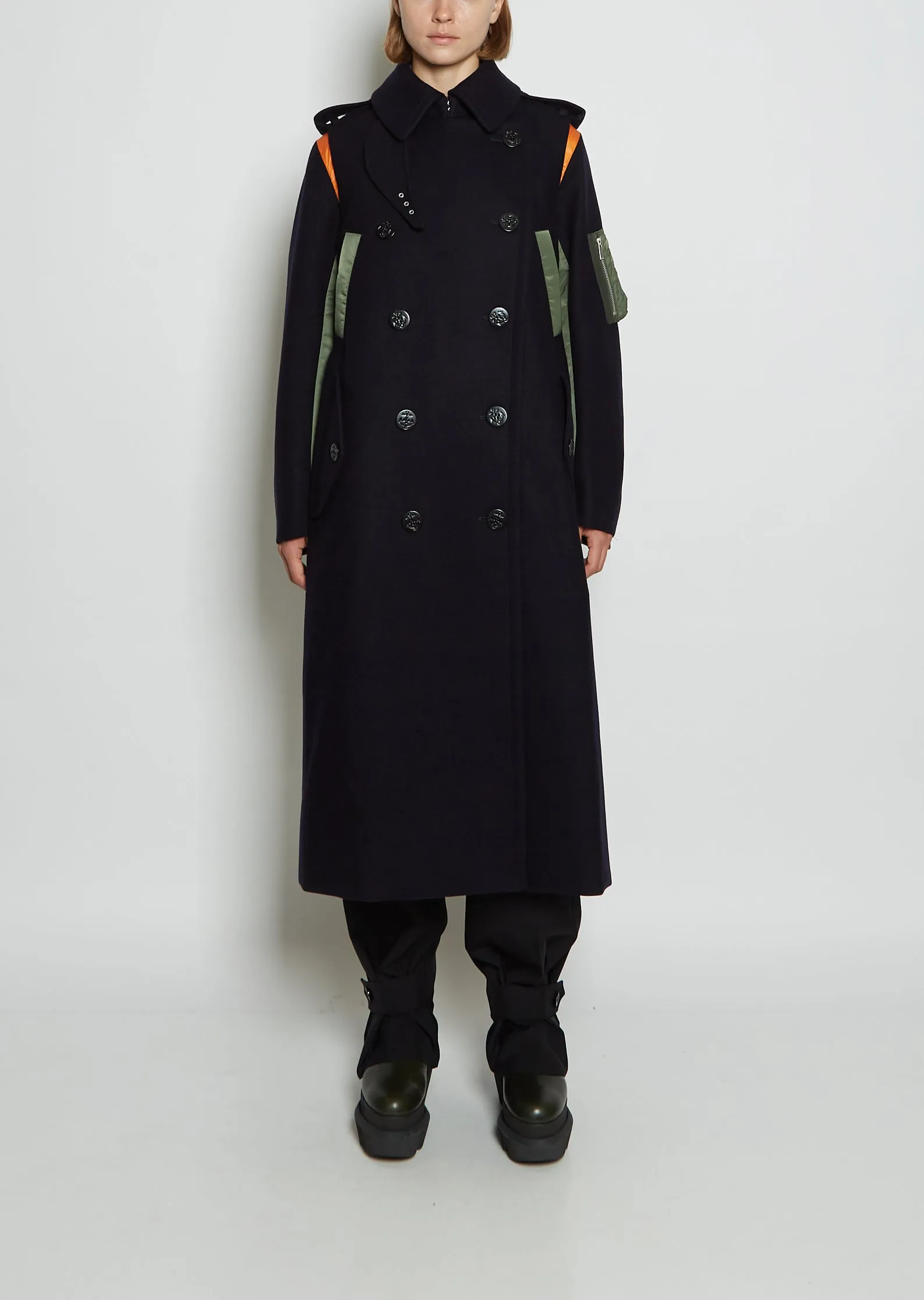 Wool Melton & Nylon Bomber Coat