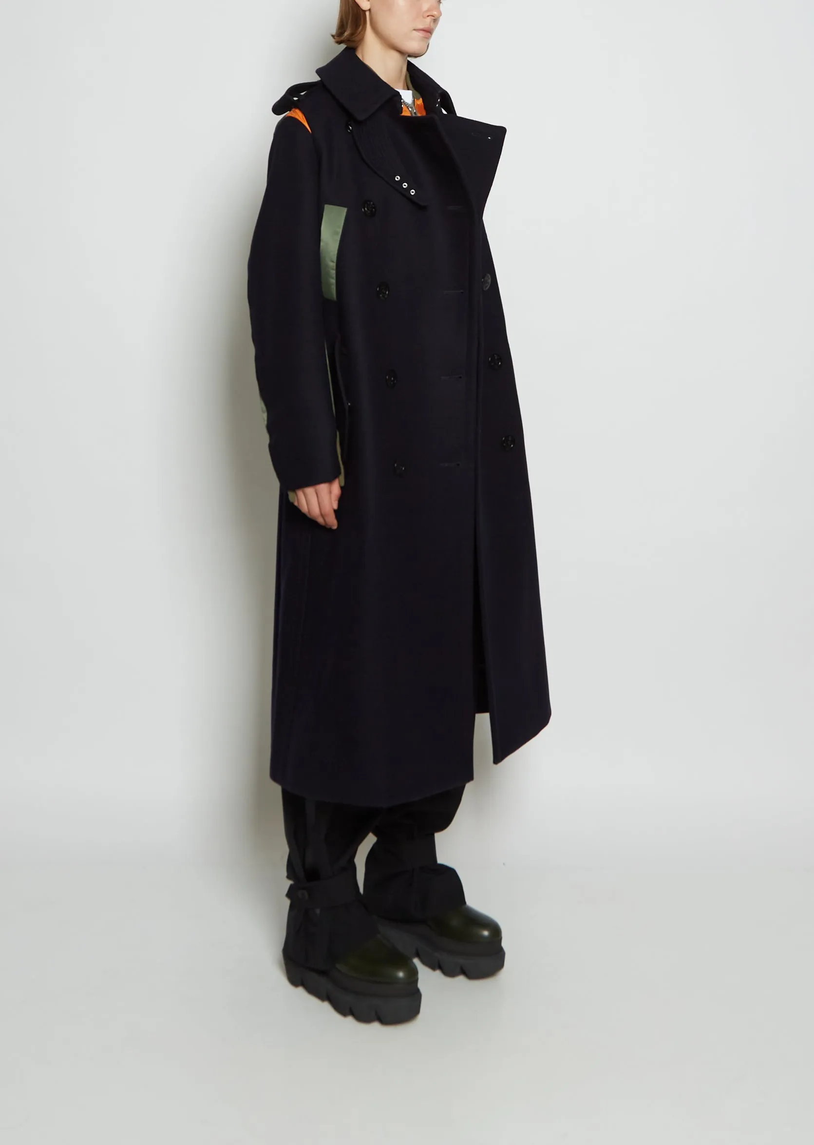 Wool Melton & Nylon Bomber Coat