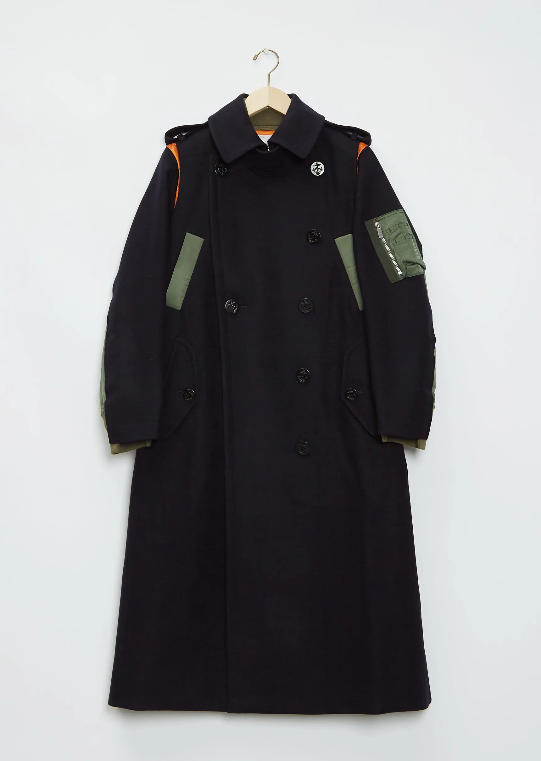 Wool Melton & Nylon Bomber Coat