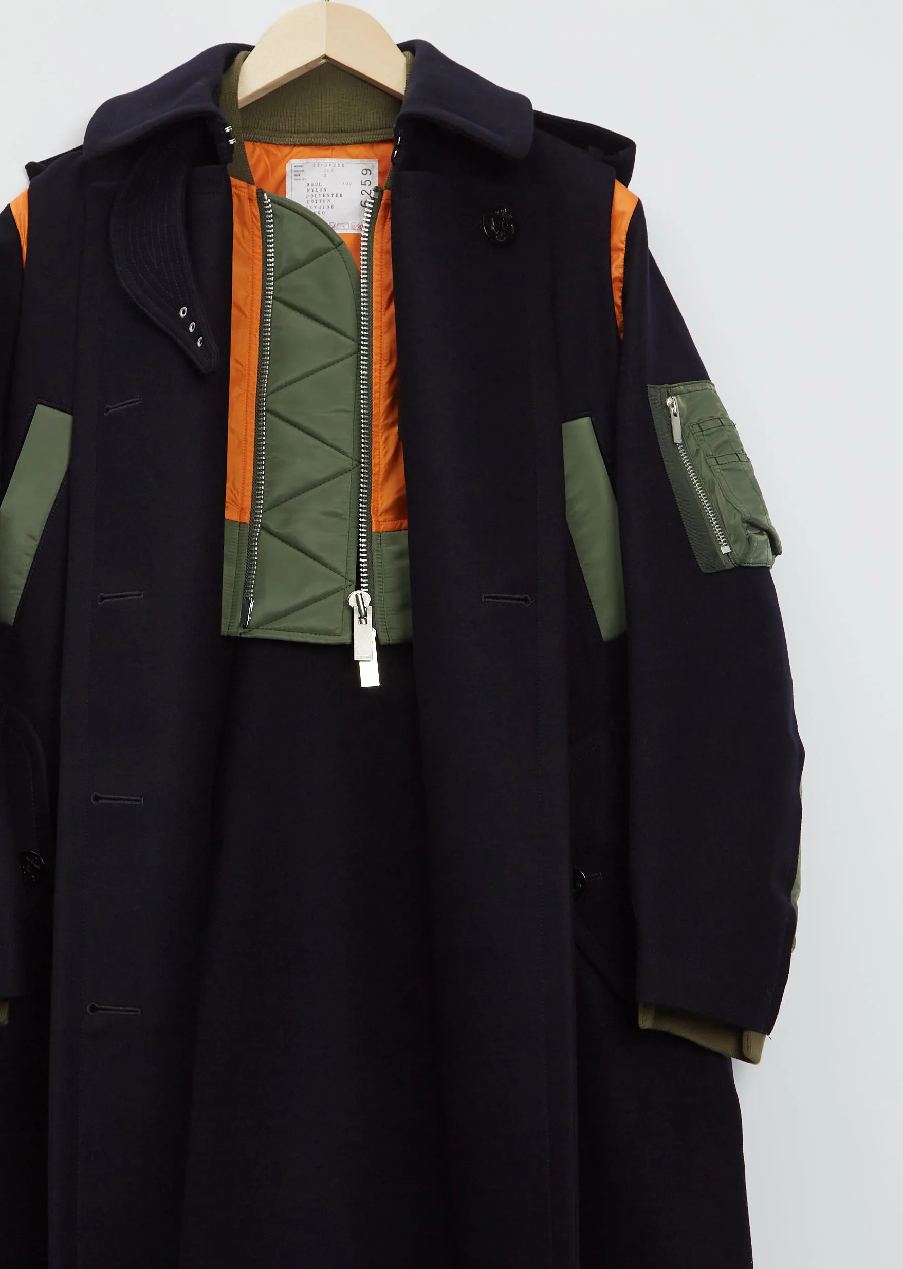 Wool Melton & Nylon Bomber Coat