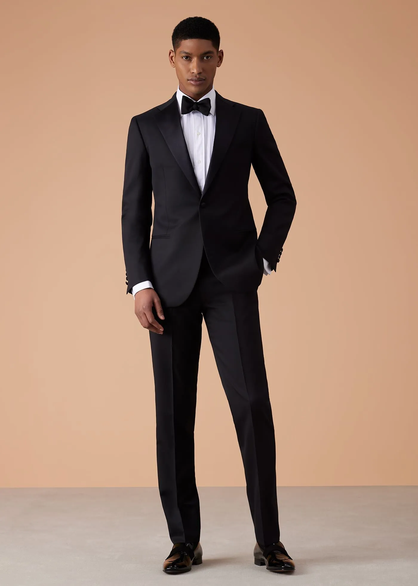 Wool Tuxedo with Satin Notch Lapel