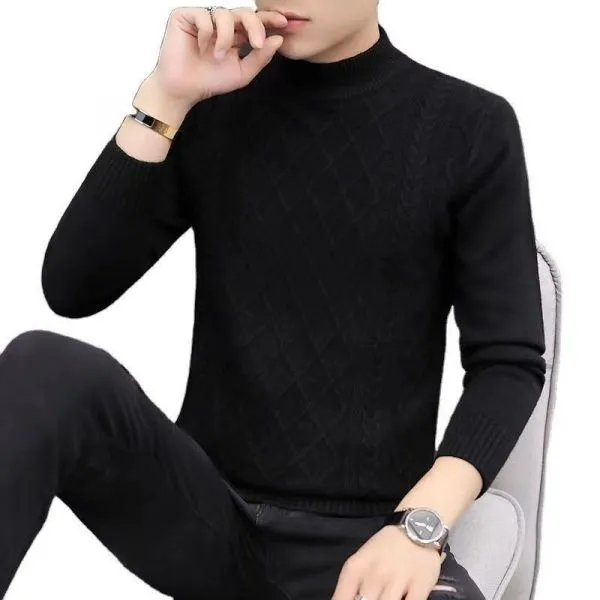  Slim fit knitted crew neck jumper for men