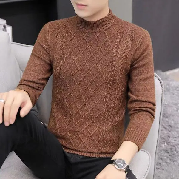  Slim fit knitted crew neck jumper for men