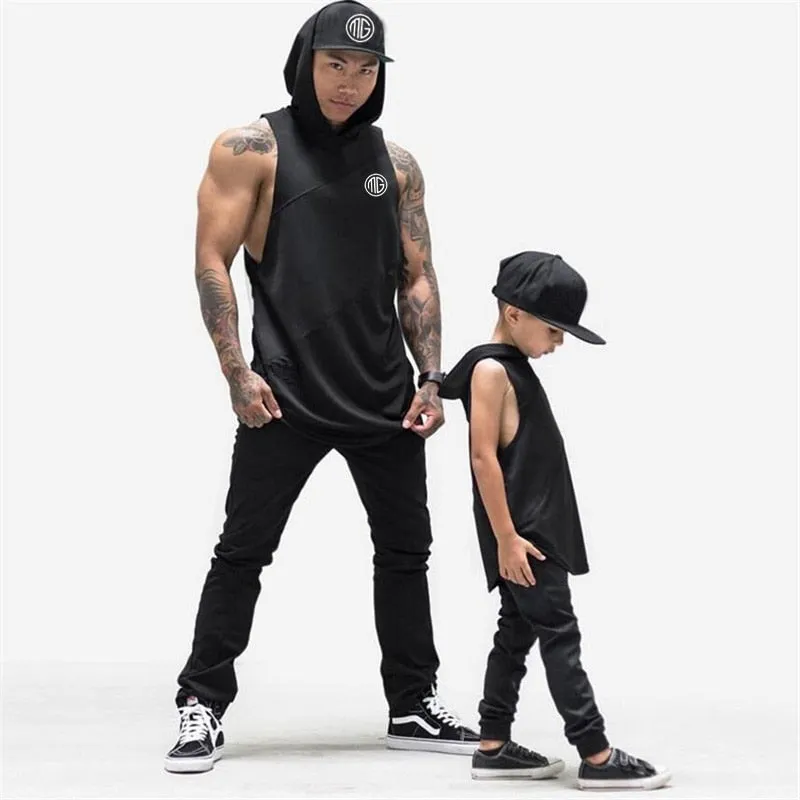 Xituodai New Running Vest Gym Clothing Fitness Tank Top with hooded Mens Bodybuilding Stringers Workout Singlet Sport Sleeveless